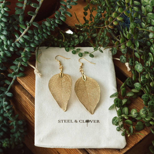 Real Leaf Earring in Gold