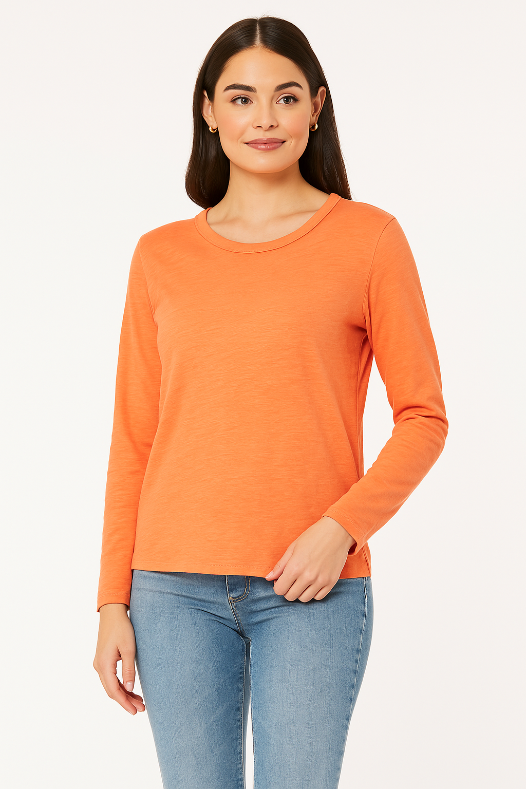 Long Sleeve Favorite Tee in Apricot Brandy