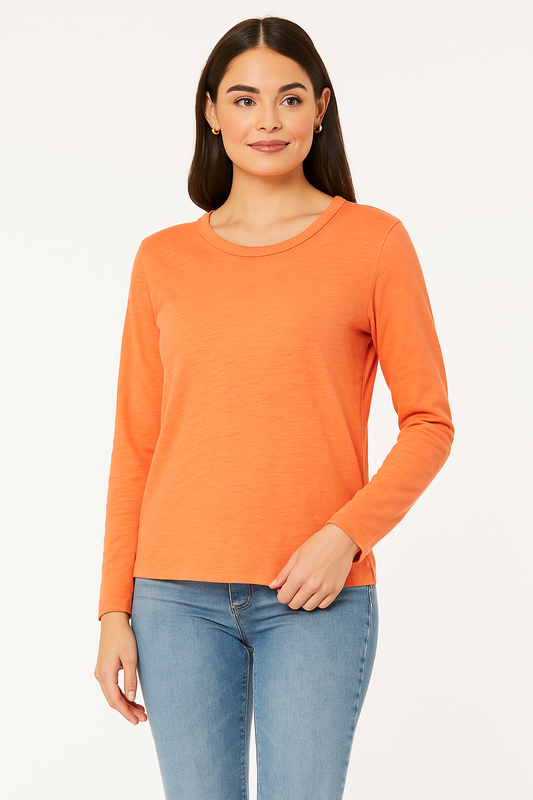 Long Sleeve Favorite Tee in Apricot Brandy