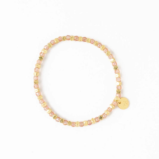 Louise Crystal Stretch Bracelet in Blush + Gold
