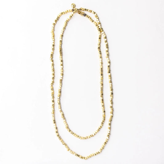 Erica Long Necklace Faceted Gold Beads