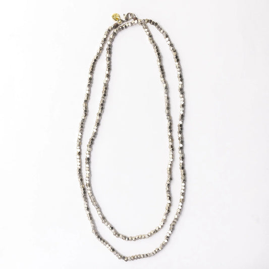 Erica Long Necklace Faceted Silver Beads
