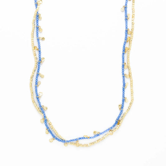Milly Double Strand Crystal Necklace in Blue