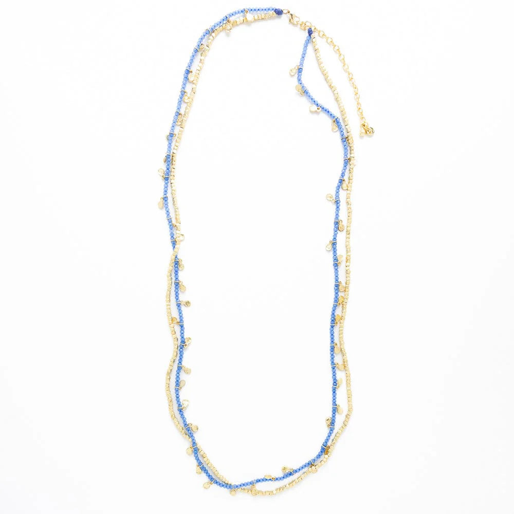 Milly Double Strand Crystal Necklace in Blue
