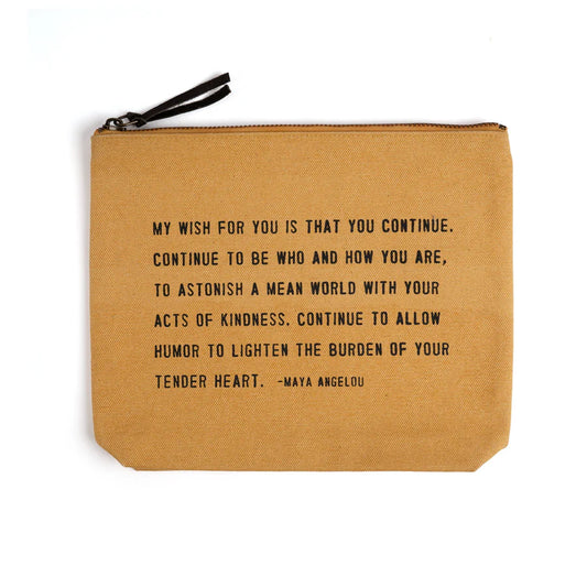 Canvas Zip Bag: My Wish For You (Maya Angelou) - Sunflower