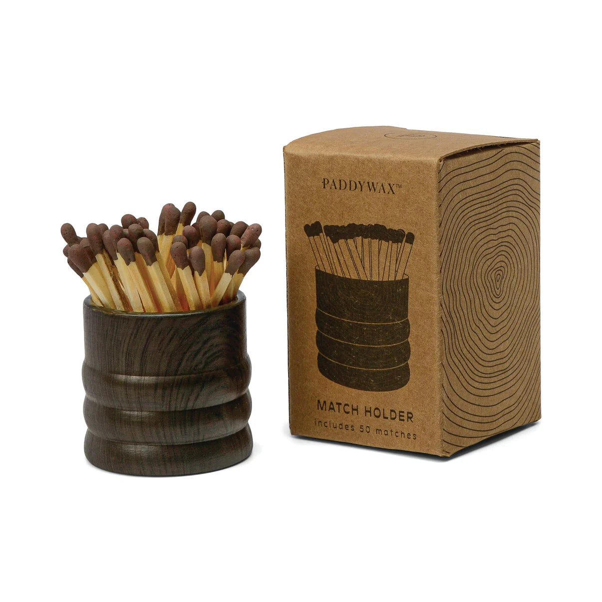 Grain Dark Brown Ceramic Wood Match Holder