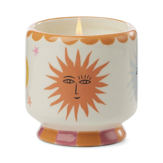 A Dopo Handpainted "Sun" Ceramic Candle - Orange Blossom