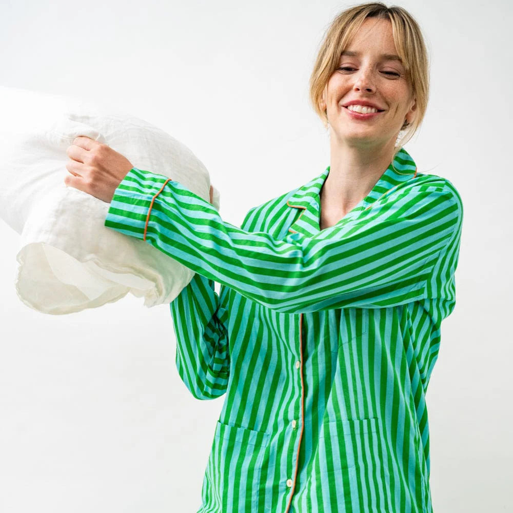 Bonnie Pajama Set in Green & Blue