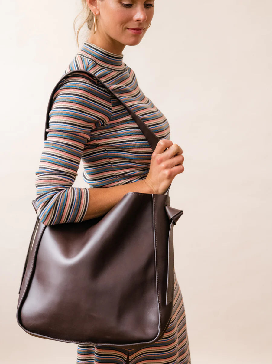Addison Knotted Tote in Chocolate