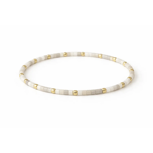 Endless Summer 14k Gold Filled & White Beaded Bracelet - 7"