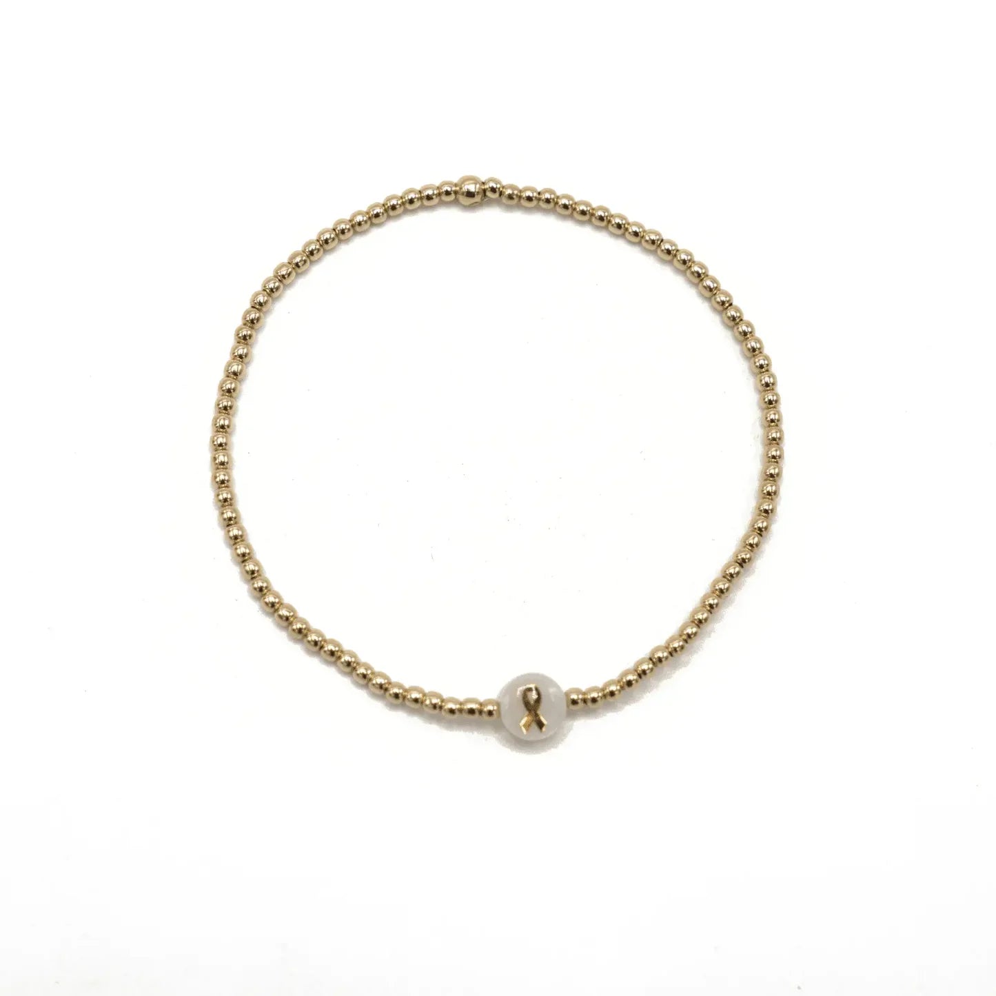 Gold Filled CURE Mother of Pearl Charm Waterproof Bracelet - 7"