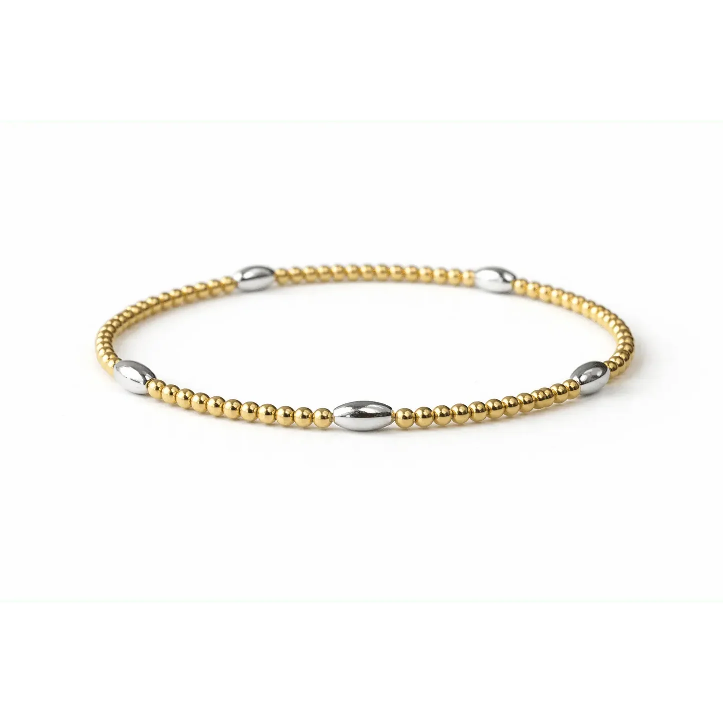Classic Oval Mixed Metal Gold and Silver Bracelet - 7"