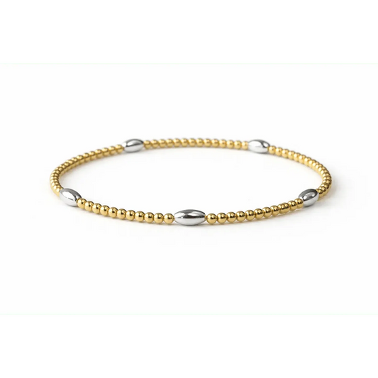 Classic Oval Mixed Metal Gold and Silver Bracelet - 7"