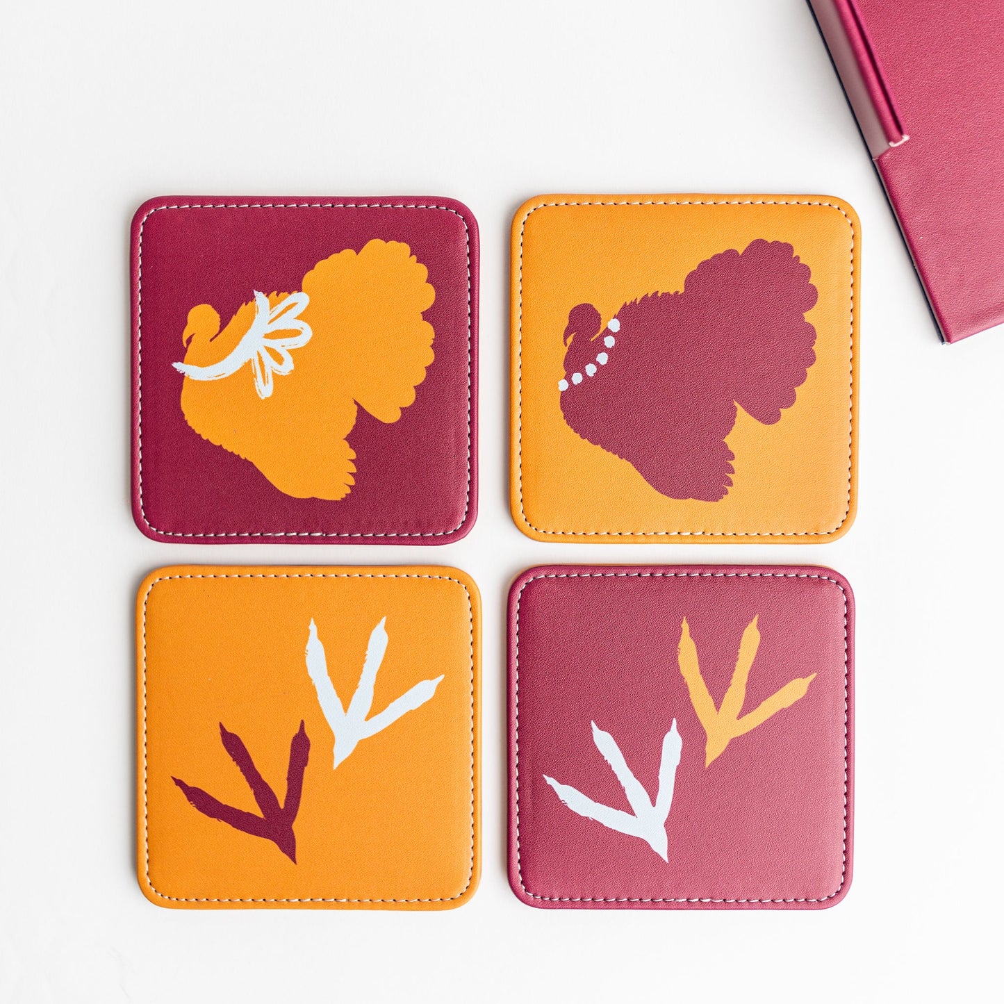 Spirit Feather in Red Coasters Set of 4