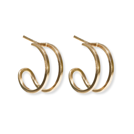 Celine Thick Double Bar Hoop Earrings Brass