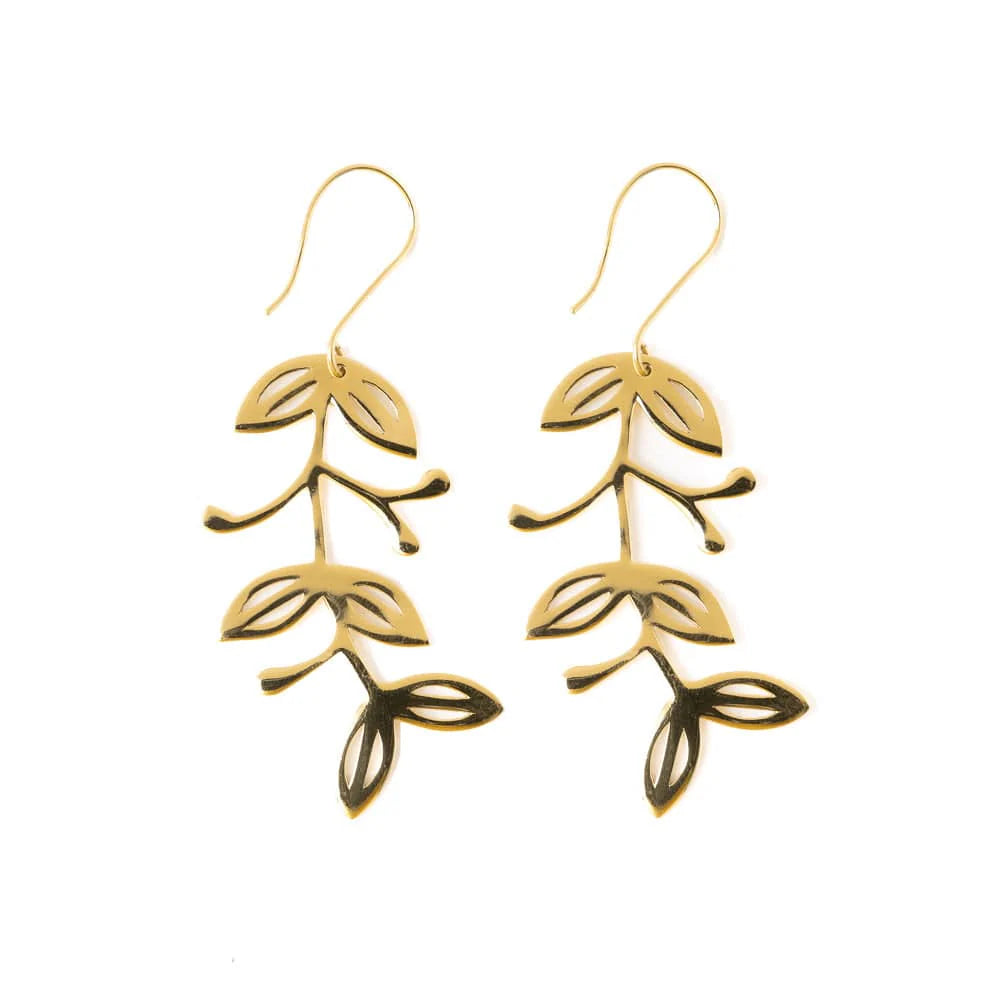 Vera Abstract Leaves Threader Earrings