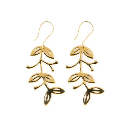 Vera Abstract Leaves Threader Earrings