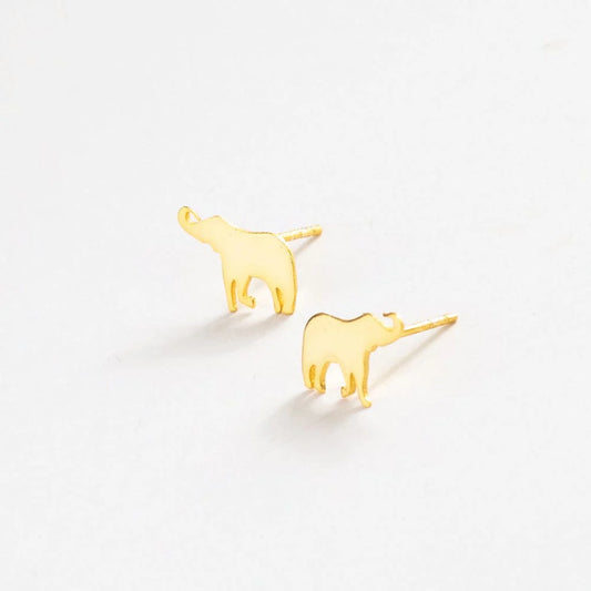 Alice Elephant Post Earrings Brass