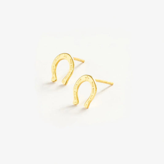 Alice Horseshoe Brass Post Earrings Brass