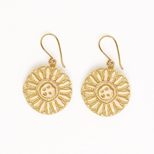 Mara Round Sunflower Dangle Earring