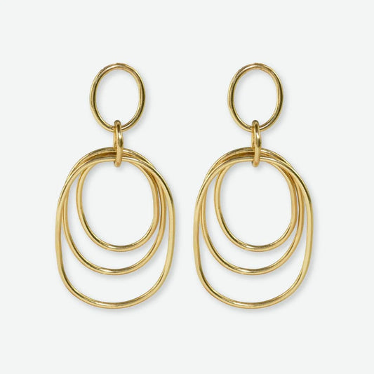 Aubrey Round Geometric Door Knocker Earrings Brass