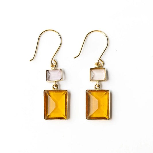 Veronica Cut Glass Earring in Amber
