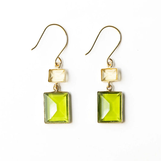 Veronica Cut Glass Earring in Green