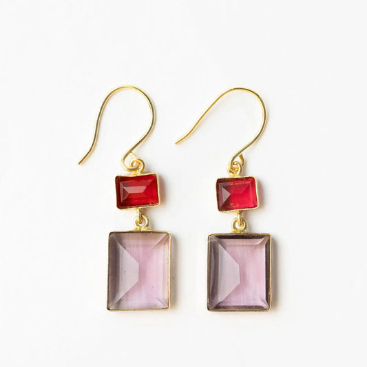 Veronica Cut Glass Earring in Red