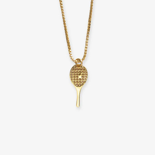Alice Tennis Racket Pendant Necklace Brass