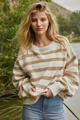 Davis Stripe Sweater in Ivory