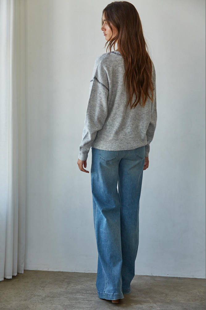 Double Play Sweater in Light Heather