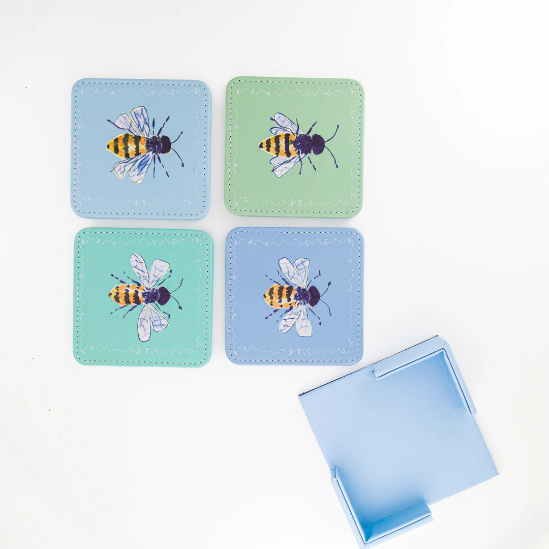 Bee Happy Coasters (Set of 4)