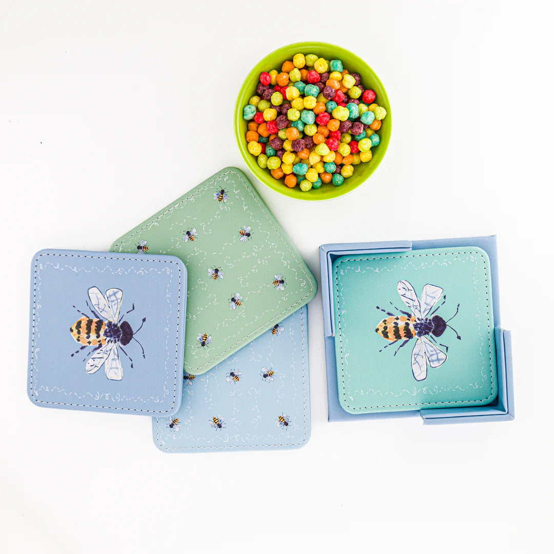 Bee Happy Coasters (Set of 4)