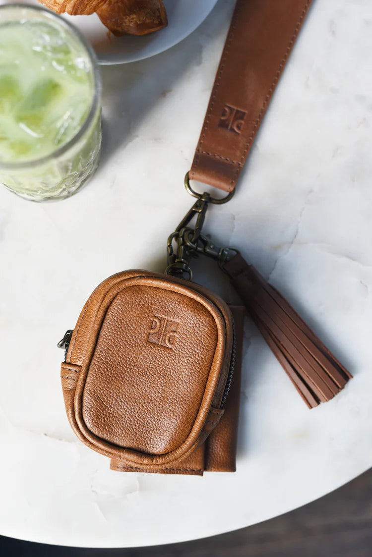 GR Pouch Charm in Pebbled Cognac