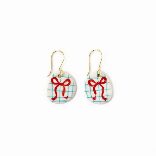 Danielle Oval Ceramic Earring With Bows
