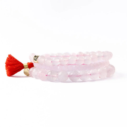 Addison Set Of 3 Stretch Bracelets Glass And Crystal With Bag Pale Pink