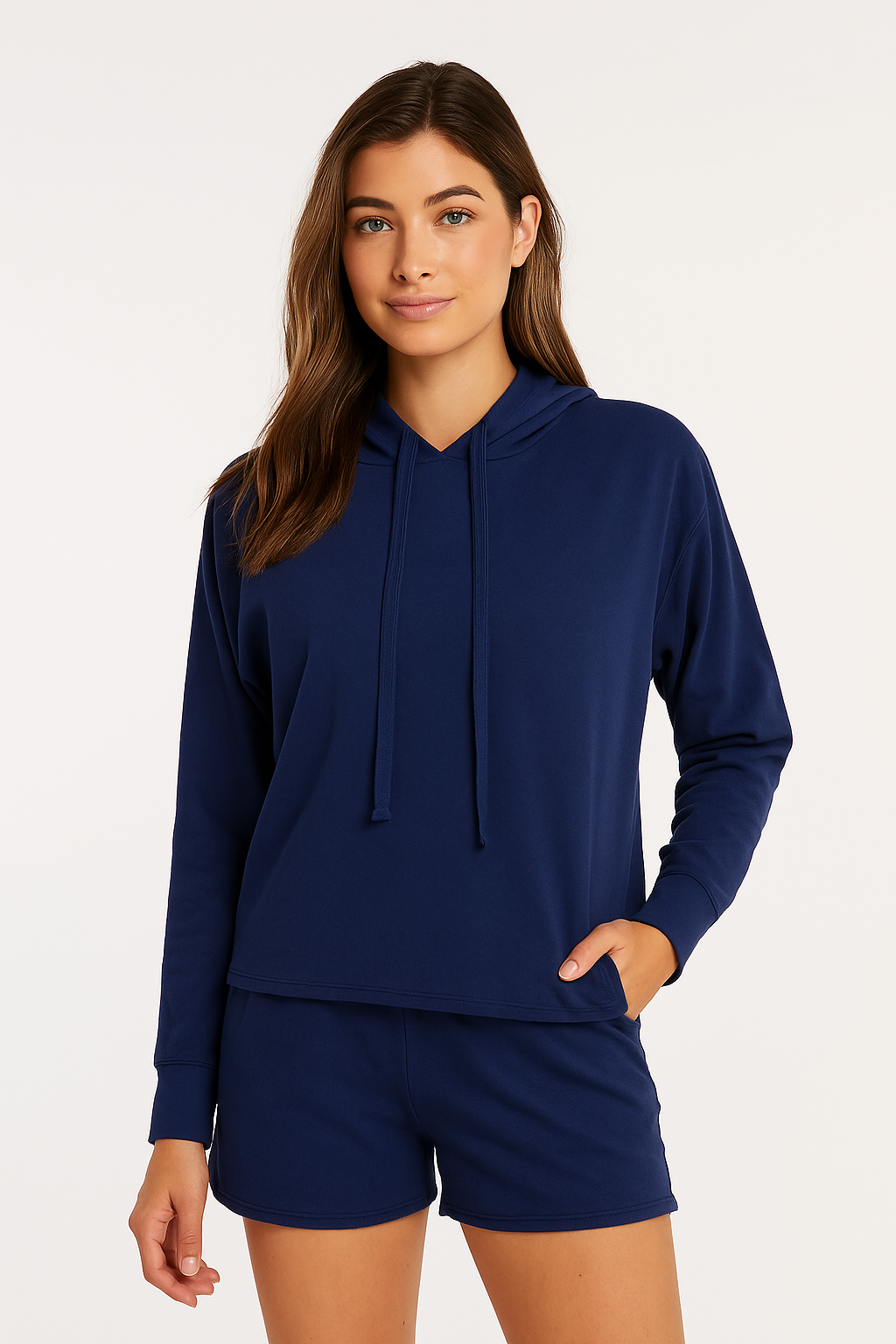 Evelyn Kimono Sleeve Hoodie in Vibrant Navy