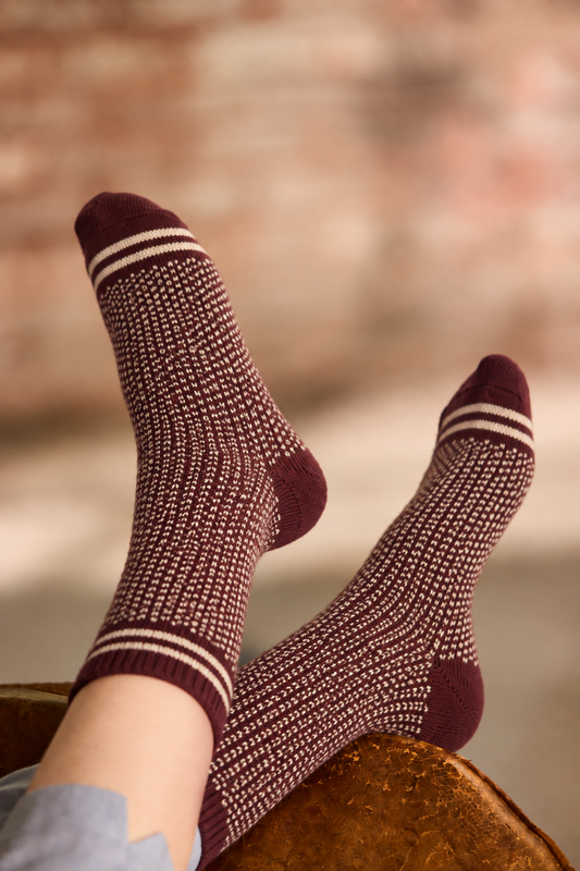Women's Nordic Birdseye Wool Cashmere Crew Socks