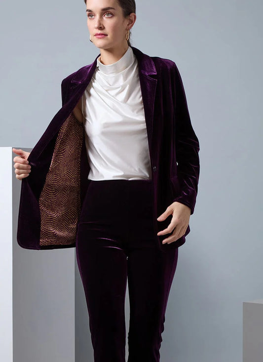 Mercer Stretch Velvet Blazer in Royalty