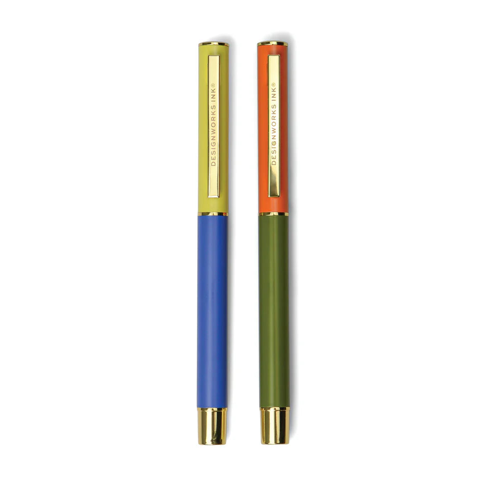 Color Block Pens - Set of 2 - Cobalt & Army Green