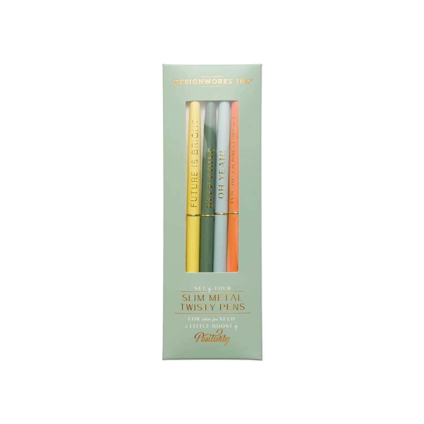 Slim Metal Twisty Pens - Set of 4 - Green