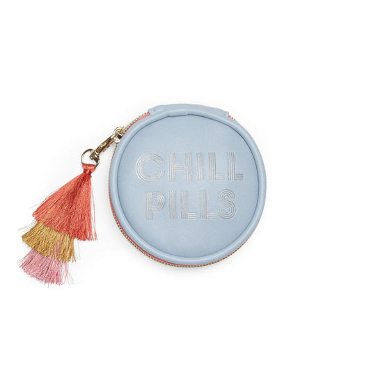 Vegan Leather Travel Pill Case with Tassel - "Chill Pills"