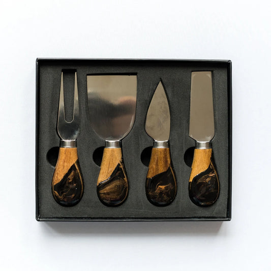 Resin Coated Cheese Knife Set in Black Ember