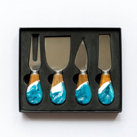 Resin Coated Cheese Knife Set in Ocean Vibes