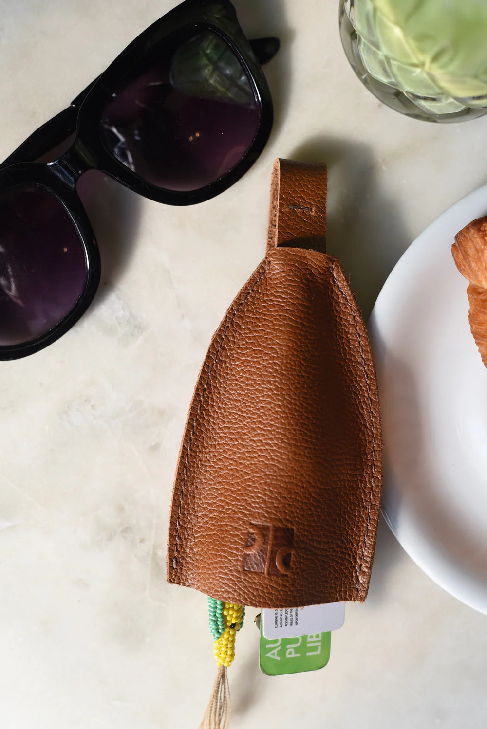 GR Key Holder in Pebbled Cognac