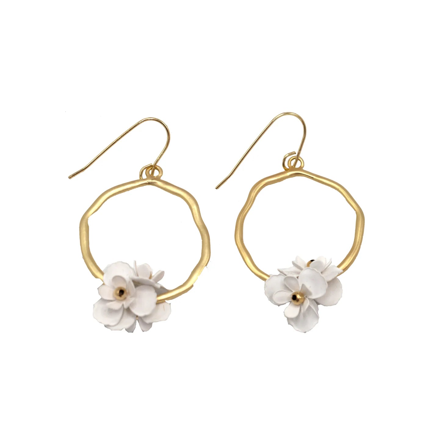 Bloom White Hoop Earring