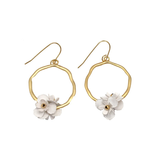 Bloom White Hoop Earring