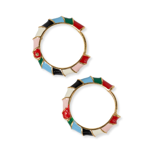 Pippa Twisted Colorblock Enamel Hoop Earrings Multi-Color