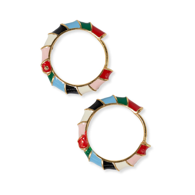 Pippa Twisted Colorblock Enamel Hoop Earrings Multi-Color