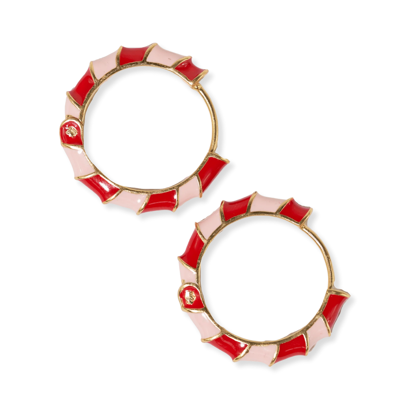 Pippa Twisted Colorblock Enamel Hoop Earrings Red/Blush